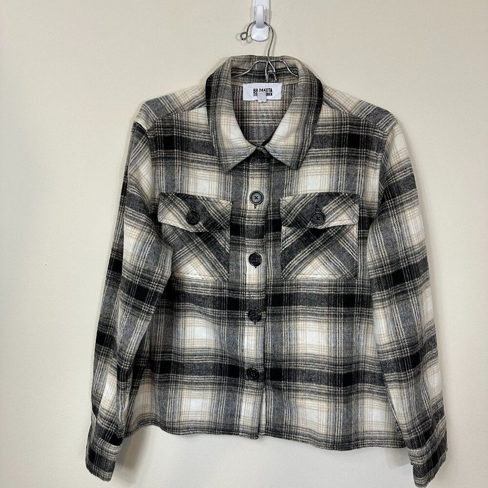 BB Dakota by Steve Madden Boxy Plaid Flannel Button Shacket Womens Size XL NWOT